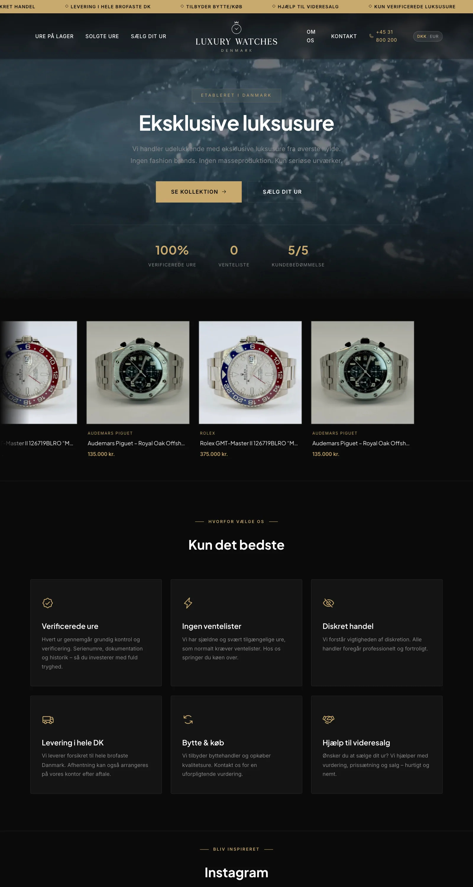 Hele forsiden på Luxury Watches: luxurywatches.dk